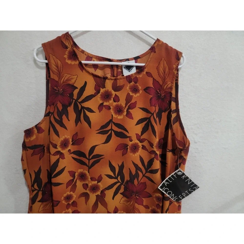 NWT VTG 90s California Concepts‎ Floral Border Print Midi Dress Plus 18 Boho Y2K